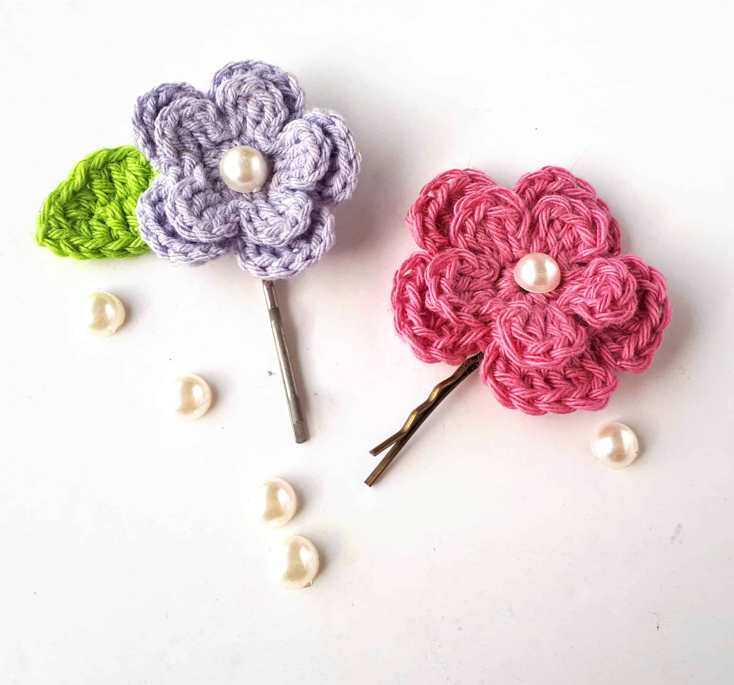Spring Flower Hair Clips – Free Crochet Pattern