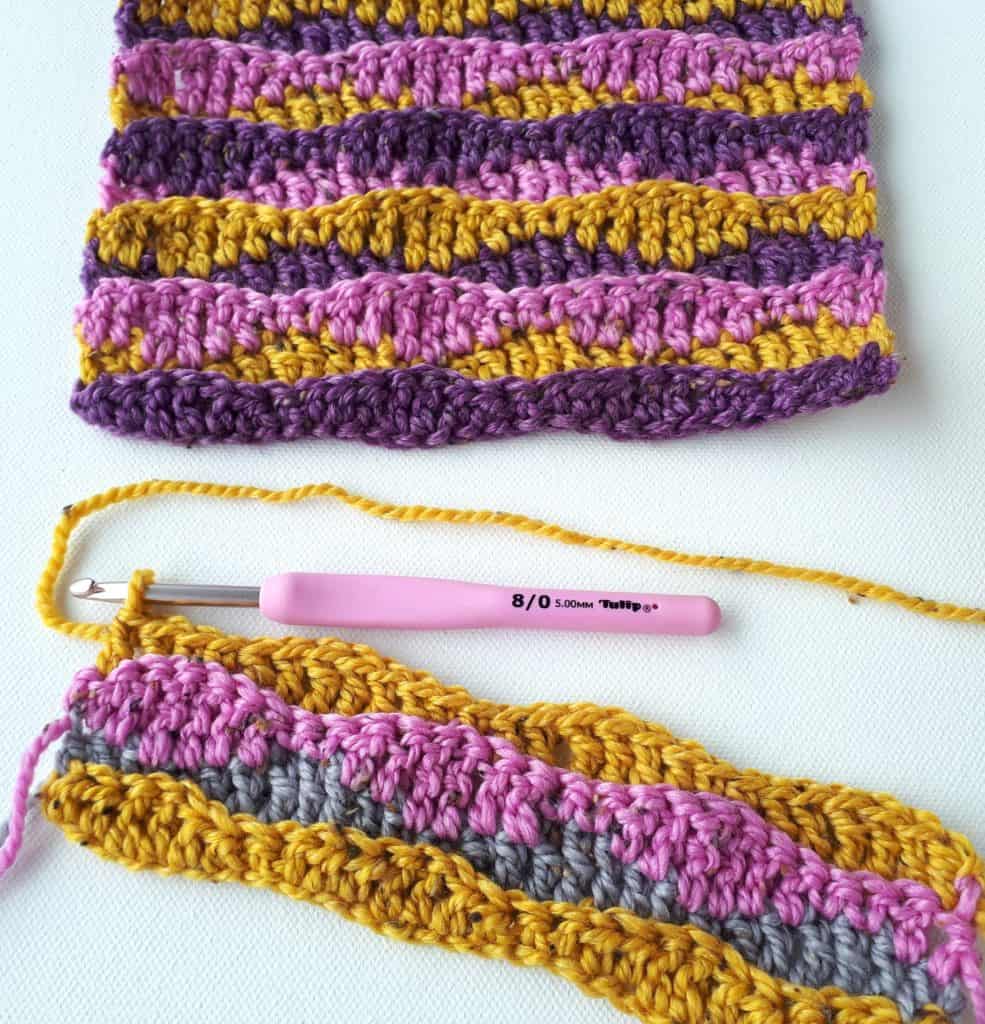 crochet wave stitch sample 