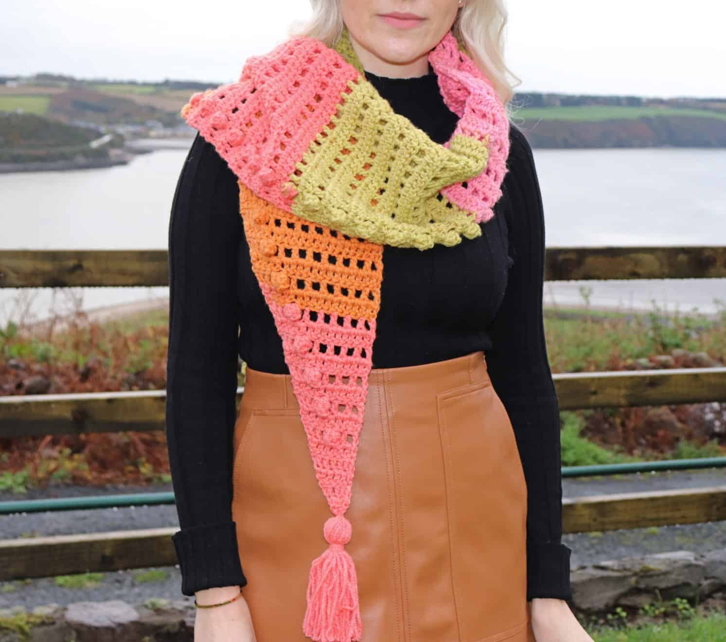 Caron Cake - One Skein Crochet Scarf - Free Pattern - Annie Design Crochet