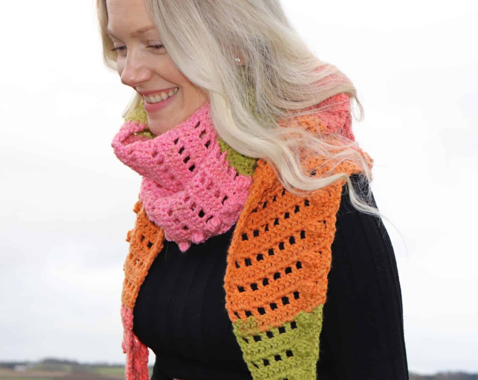 Caron Cake - One Skein Crochet Scarf - Free Pattern - Annie Design Crochet