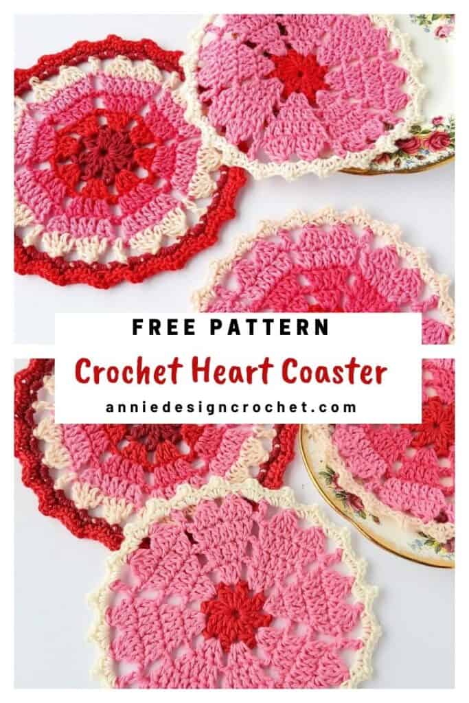 crochet heart coaster free pattern