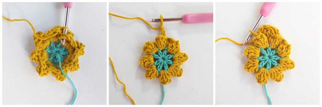 crochet flower and hook