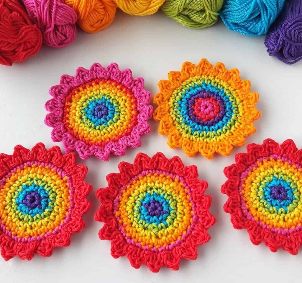 rainbow crochet circles