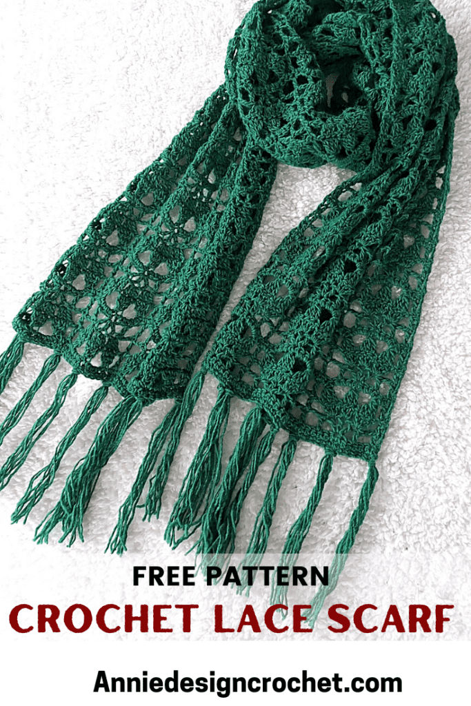 crochet lace green leafy scarf pattern