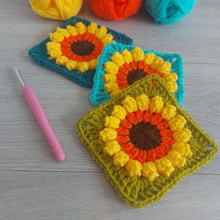 crochet sunflower granny squares