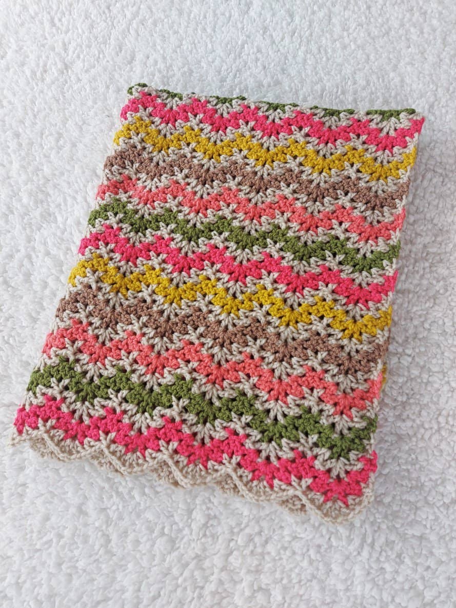 Pattern Repete Sequence Ripple V-Stitch Ripple Crochet Baby Blanket: Free Pattern - Annie Design Crochet