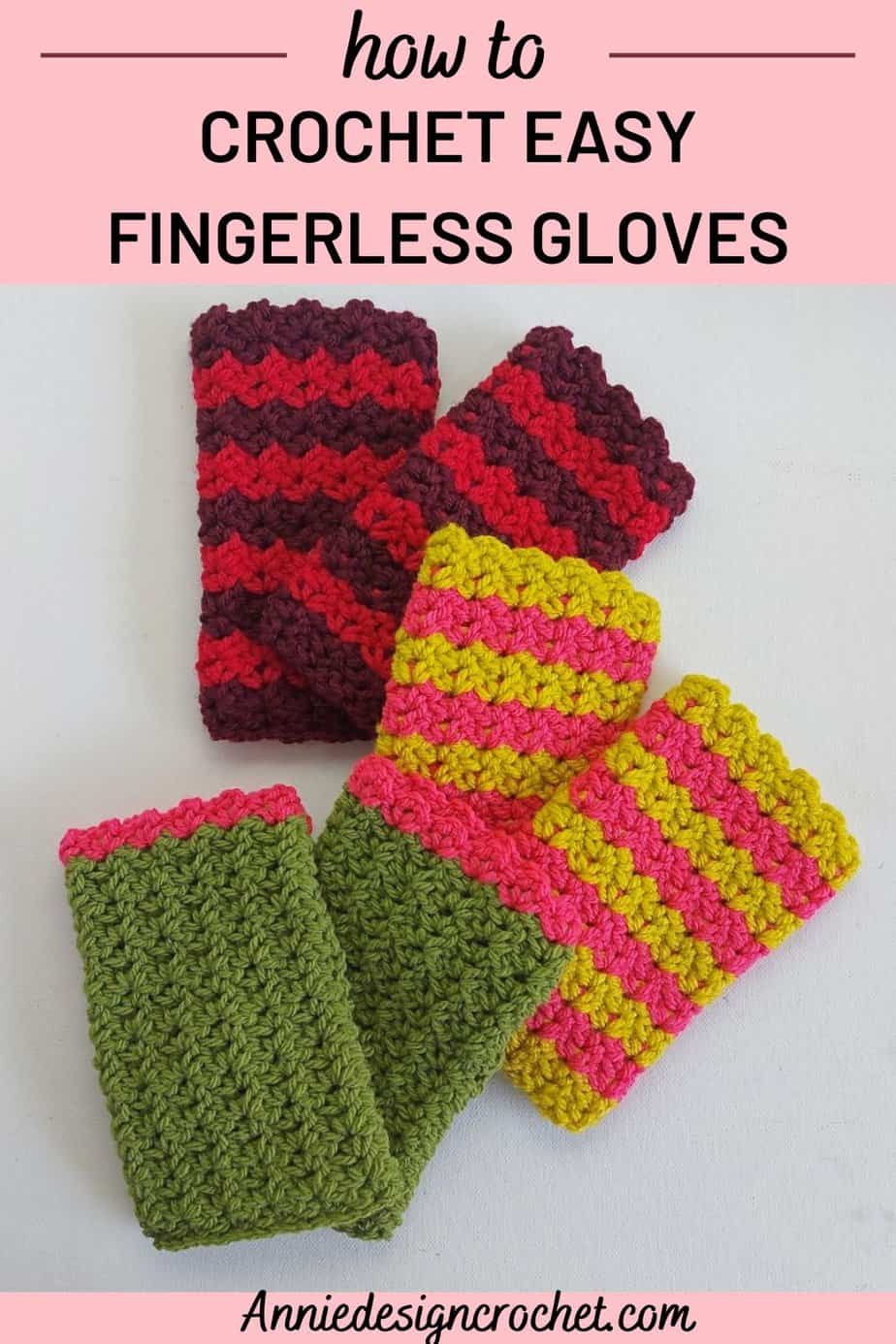 Easy Peasy Crochet Fingerless Gloves - Annie Design Crochet