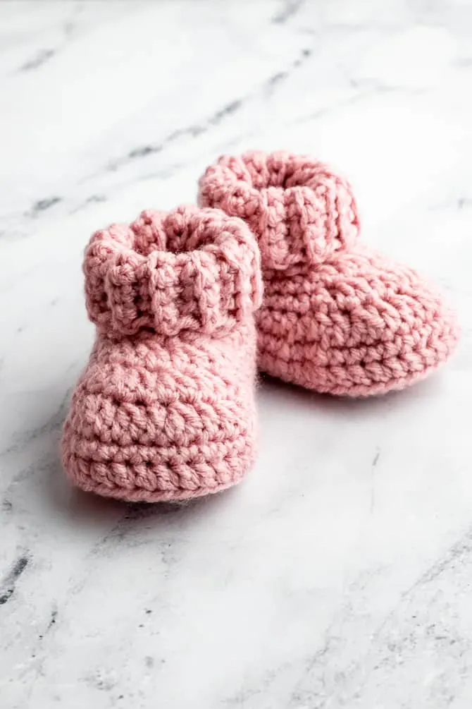 pink crochet baby booties
