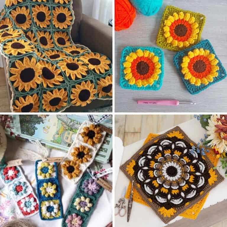 15 Cheerful Free Crochet Patterns for Sunflower Granny Squares - Annie ...