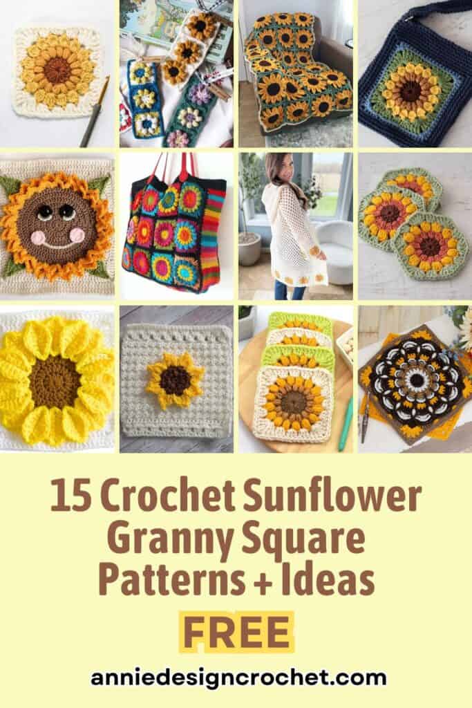 15 Cheerful Free Crochet Patterns for Sunflower Granny Squares - Annie ...