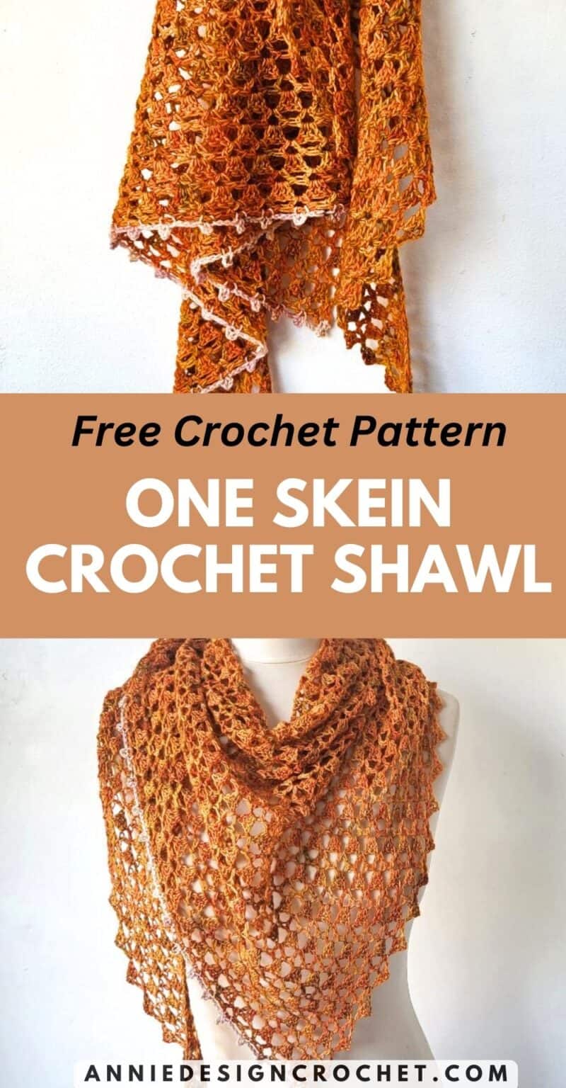 Easy Crochet Lace Shawl - One Skein Pattern! - Annie Design Crochet
