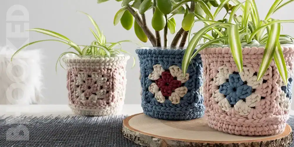 Granny Square Plant Pot Cover by BHooked