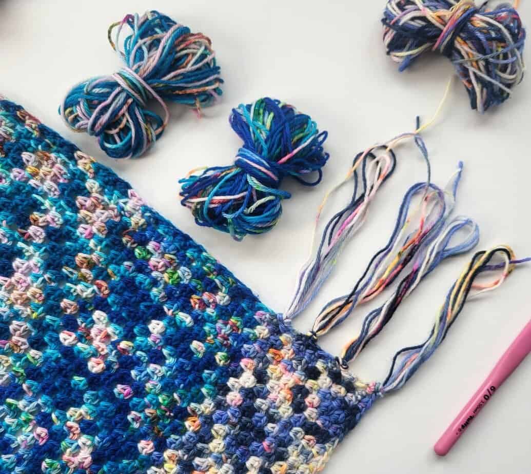 An optional fringe gives this linen stitch shawl the perfect finishing touch!