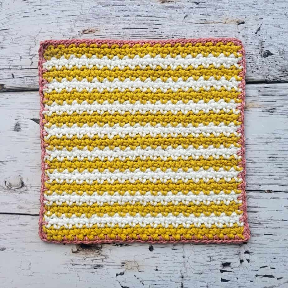 yellow and cream crochet washcloth