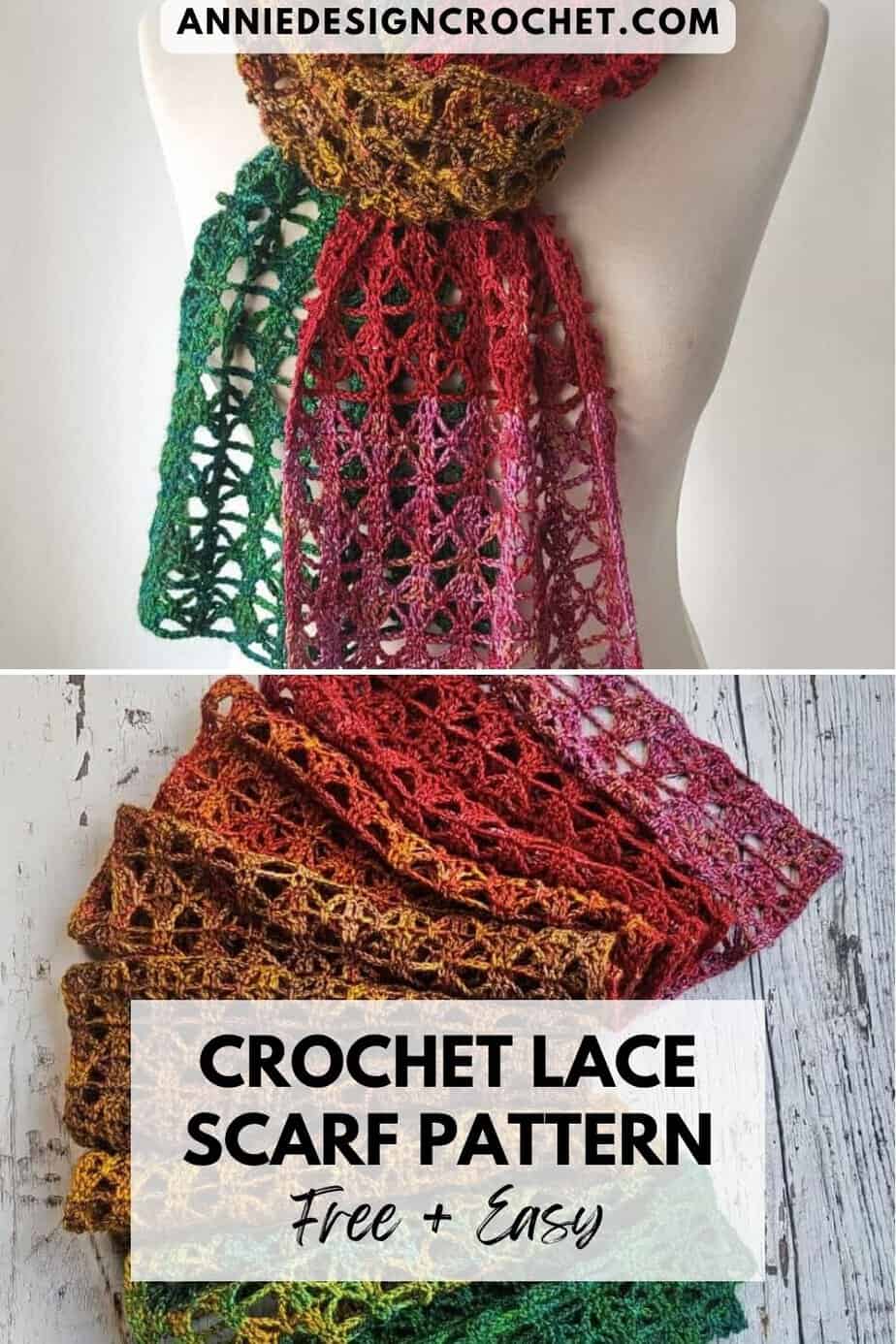 Pin the crochet lacy scarf pattern on Pinterest