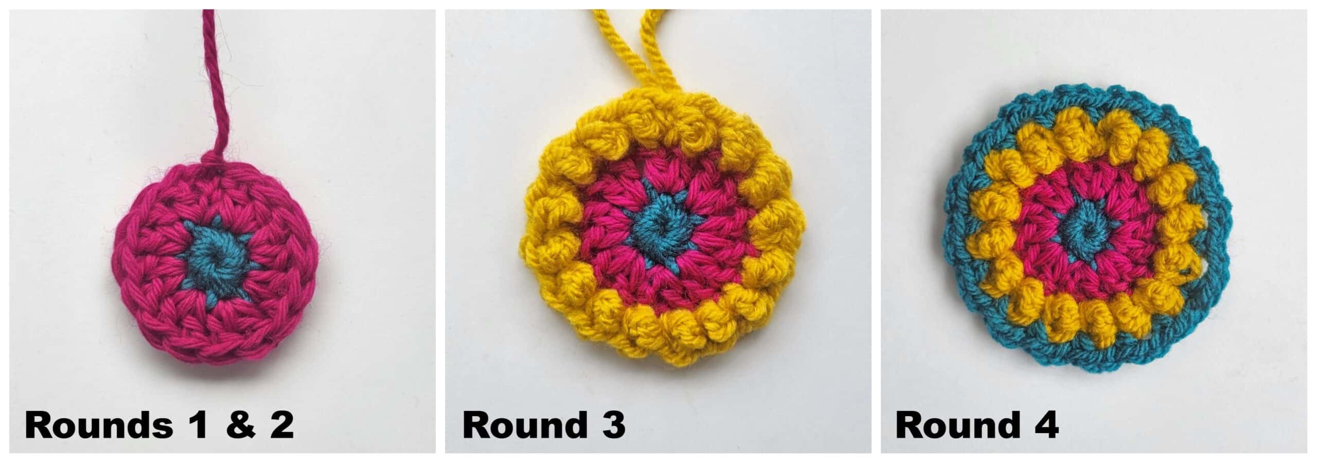 Rounds 1-3 of the Granny Jewel Square