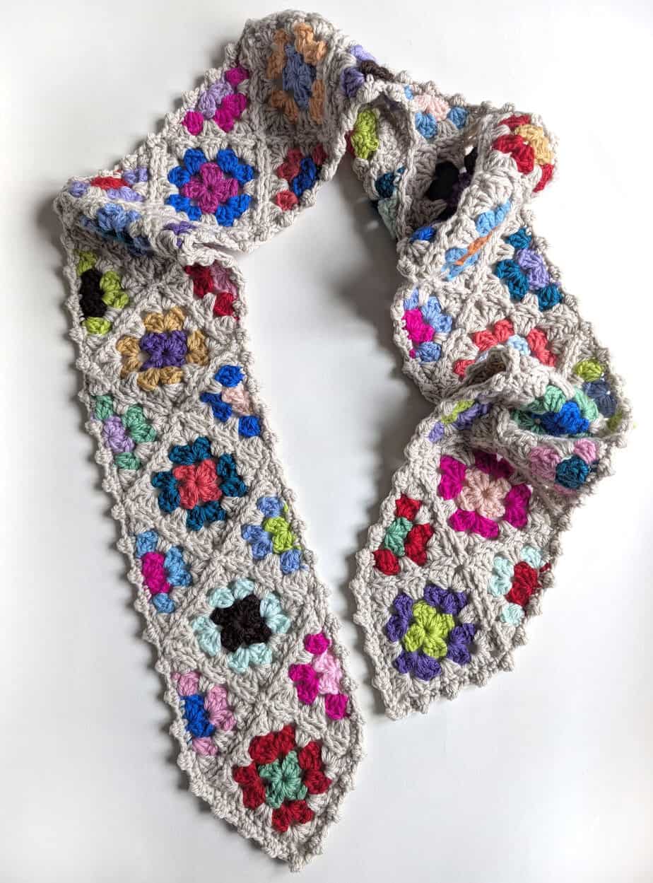 Aster Stash Buster Granny Square Scarf by Zeens and Roger