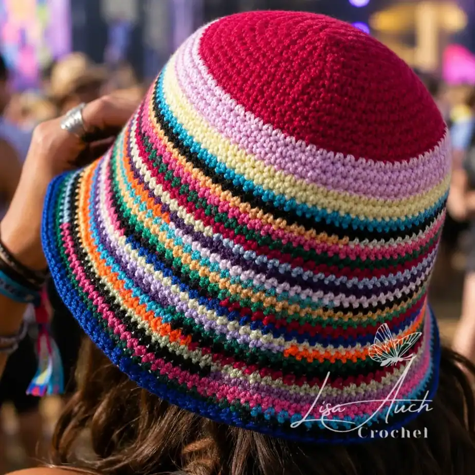 Scrappy Yarn Bucket Hat by Lisa Auch Crochet