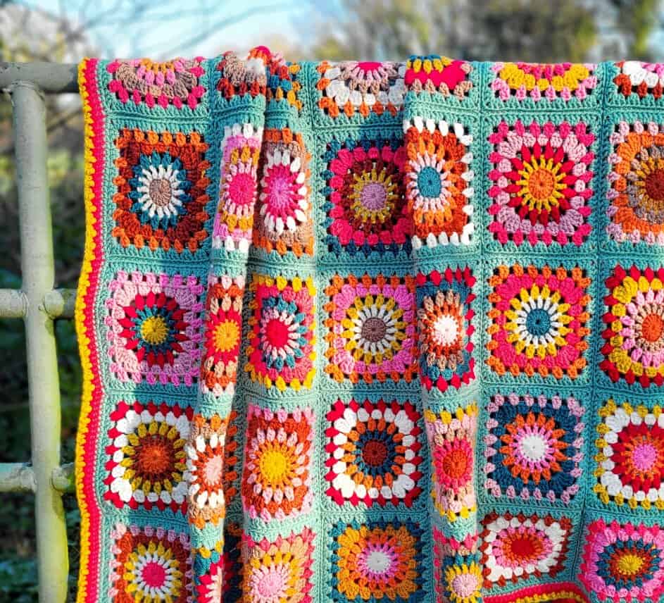 colorful granny square blanket