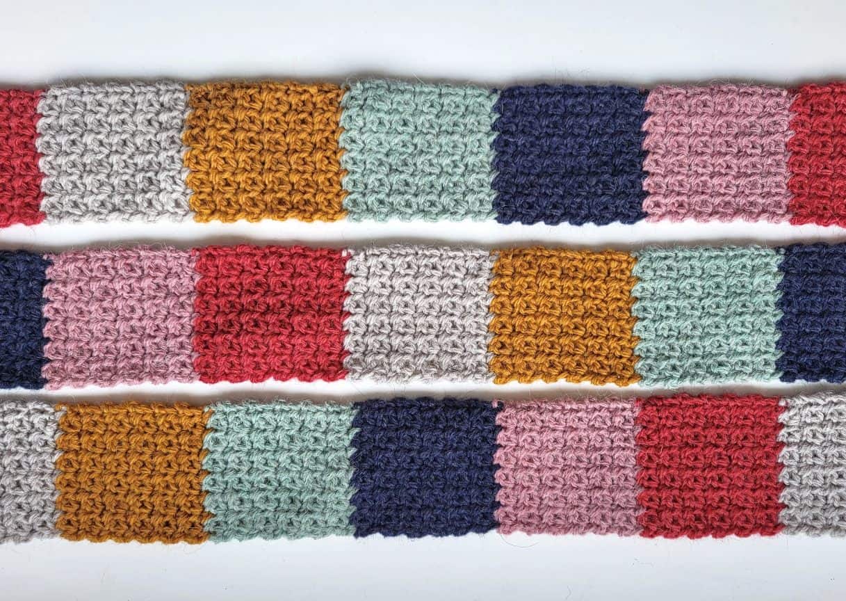 color layout for the patchwork scarf